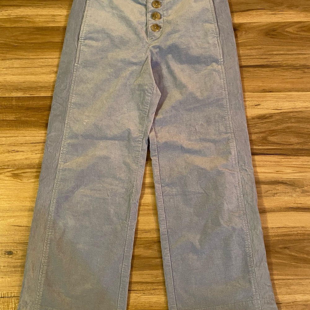 Anthropologie Blue Corduroy Crop Pants Button Up- Size 0 EUC!